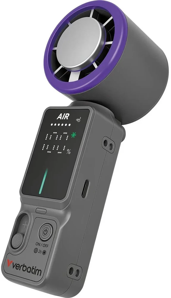 Wentylator Verbatim Cool 'n' Go Ice Touch Pro Handheld Fan Violetinė/Pilkas (32349)
