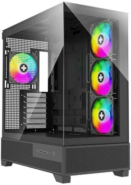 „Xilence Flare X909.ARGB“, bokšto tipo korpusas - juodas, grūdintas stiklas x 2