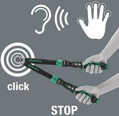 Wera Click-Torque Lock C 3 R/L torque wrench – adjustable 40–200 Nm, 1/2" square drive, ±3% precision, reversible ratchet