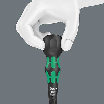 Wera 1850 PH 2 x 150 mm Kraftform rutulinės rankenos Phillips atsuktuvas – PH 2 antgalis, 150 mm ašmenys, nesisukanti rankena