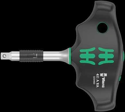 Terkšlinis T formos laikiklis 1/4" galvutėms Wera 411 A RA