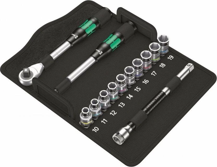 Terkšlės ir galvučių rinkinys Wera Zyklop Hybrid 8006 SC 1, 10-19mm, 13 vnt