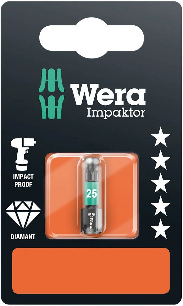 Grąžtas Antgalis Wera Impactor 867/1 IMP DC, 1 x T25 x 25mm, blisteryje