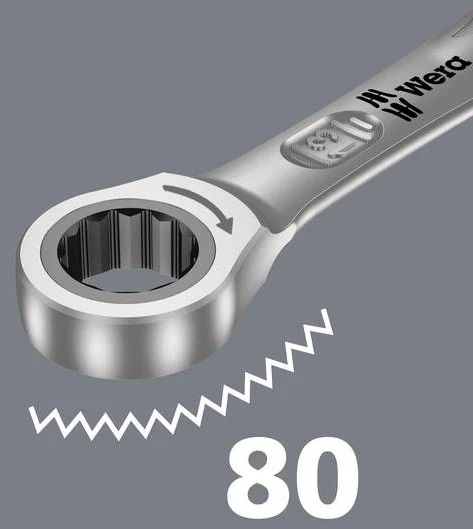 Kampinis atviro galo raktas su terkšle ir krypties jungikliu, 8 mm, „Joker Switch 6001“, „Wera“ [05020064001]
