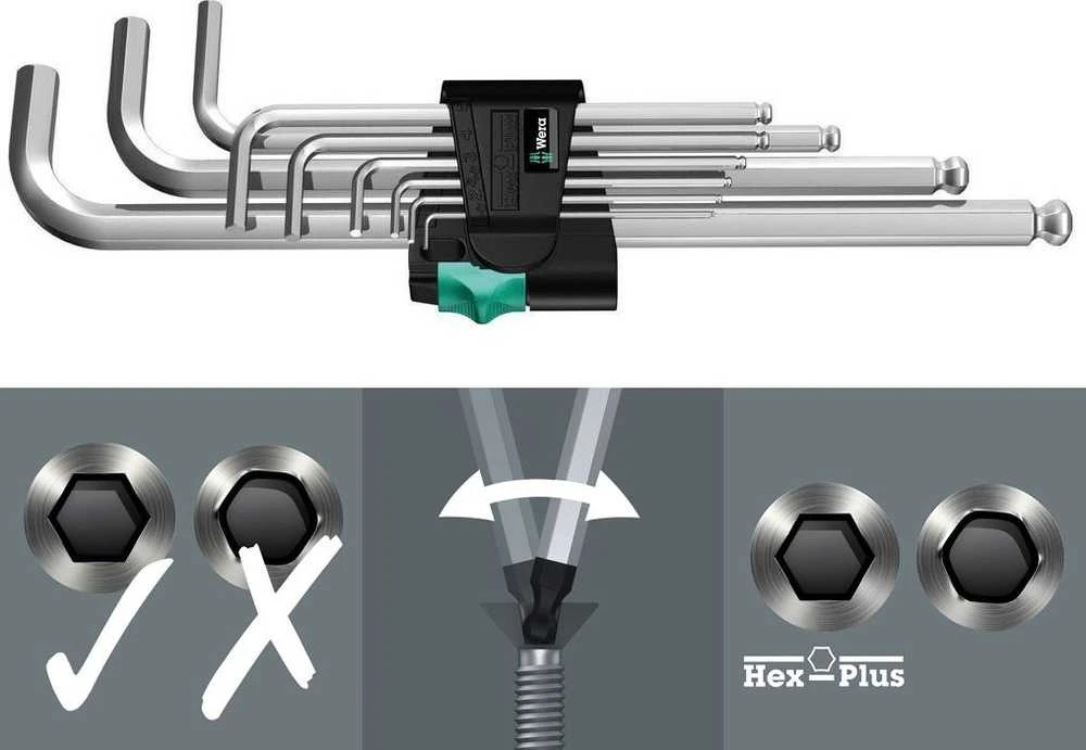 Raktų komplektas 950PKL/9SM, L-formos, HEX, Wera
