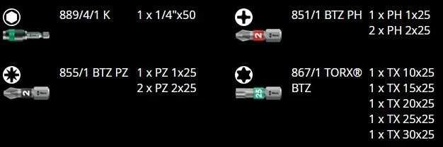 Antgalių komplektas Bit-Check 12 BiTorsion 1, 12vnt, Wera