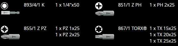 Wera Rinkinys Bit-Check 7 Universal 4 + uchwyt universalus (05135810001)