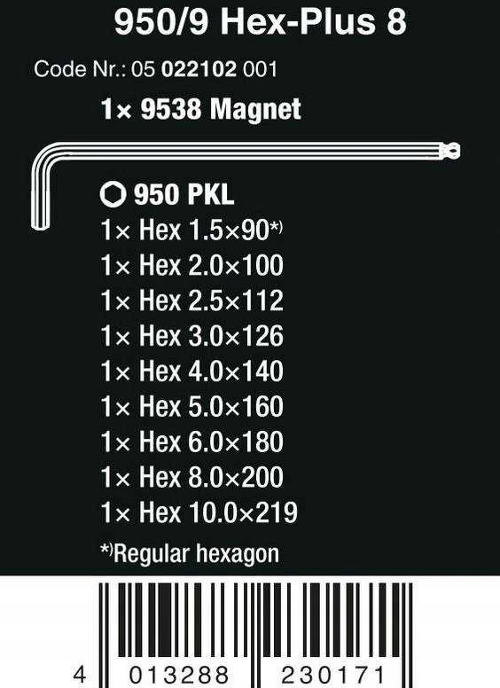 Wera Šešiakampių raktų komplektas 950/9 HEX-PLUS 8, 9CZR