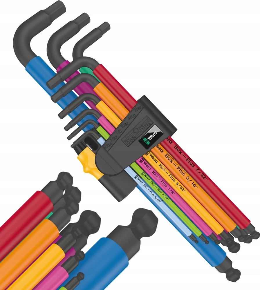 Wera rinkinyje 9 vnt. Hex-Plus Imperial 2 Hex-Plus Multicolor Imperial 2, Series 950/9 BlackLaser, colių