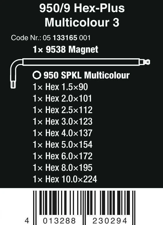 Wera Wera 950/9 Hex-Plus Multicolour 3 kampinių veržliarakčių rinkinys