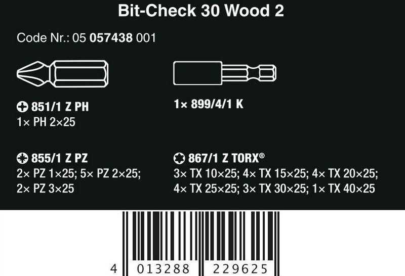 Wera Wera Bit-Check 30 Wood 2 SB