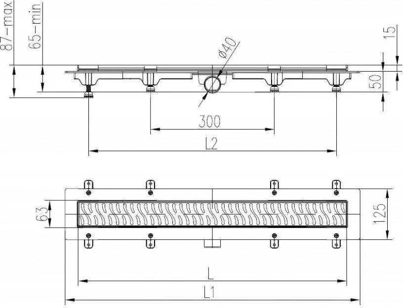 Werit-P JOMOTech EXCLUSIVE pakuotė 40 / Linijinis nutekėjimas 850 mm / Dvipusis FLIS dangtelis / WERIT kilimėlis 175-30850400-00