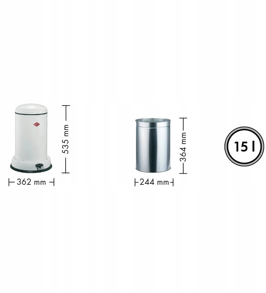 Wesco šiukšliadėžė 15 l, „BaseBoy“, balta, matinė, Wesco