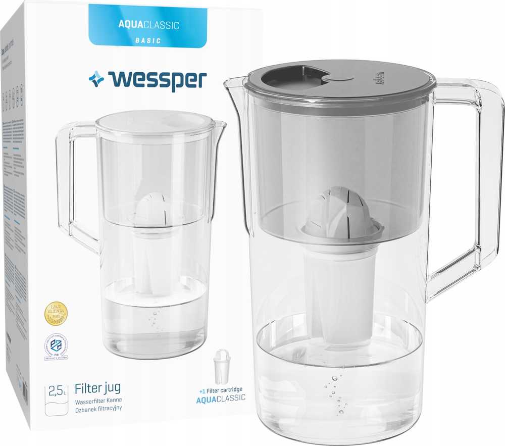 Wessper AquaClassic Basic 2,5 l pilko filtro ąsotis (WES204-GR)