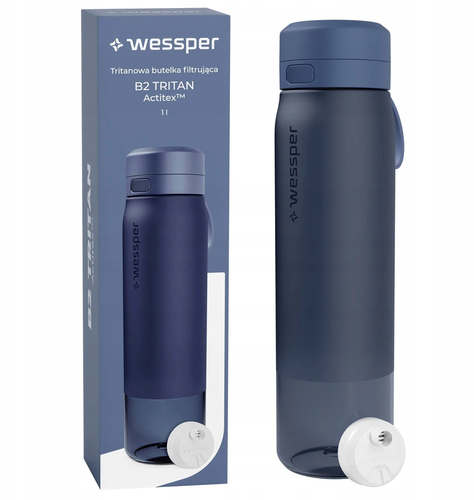 Gertuvė Wessper B2 TRITAN Actitex™ filtracijos butelis, 1000 ml, mėlynas (WES273-1000-BL_K)