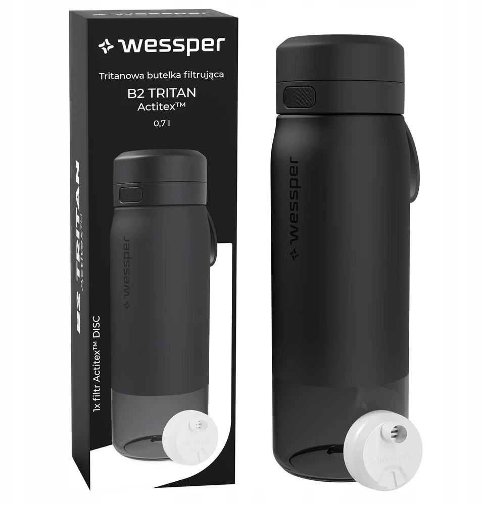 Gertuvė Wessper Buteliukas filtrująca B2 TRITAN Actitex™ 700ml Juodas (WES273-700-BK_K)