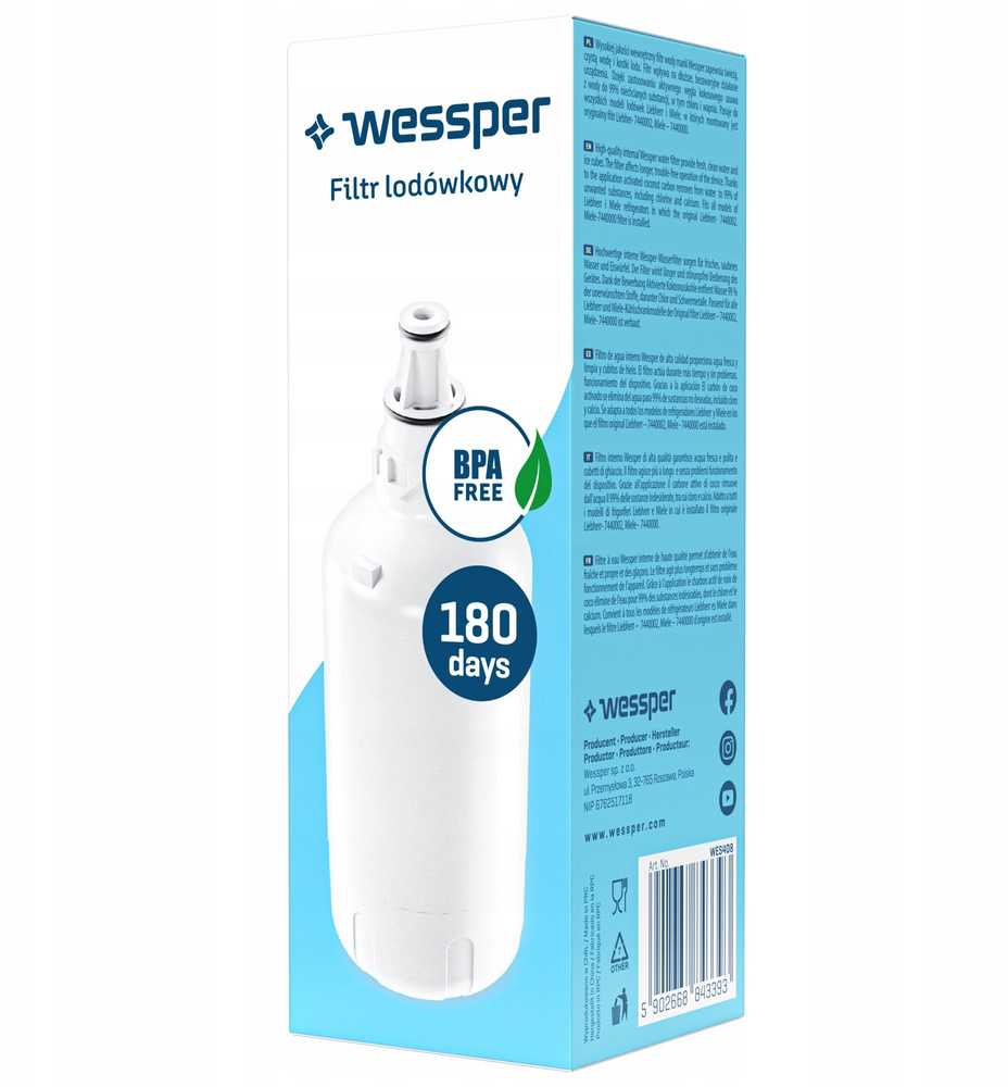 Wessper Filtras wody do lodówek Liebherr, Miele (WES408)