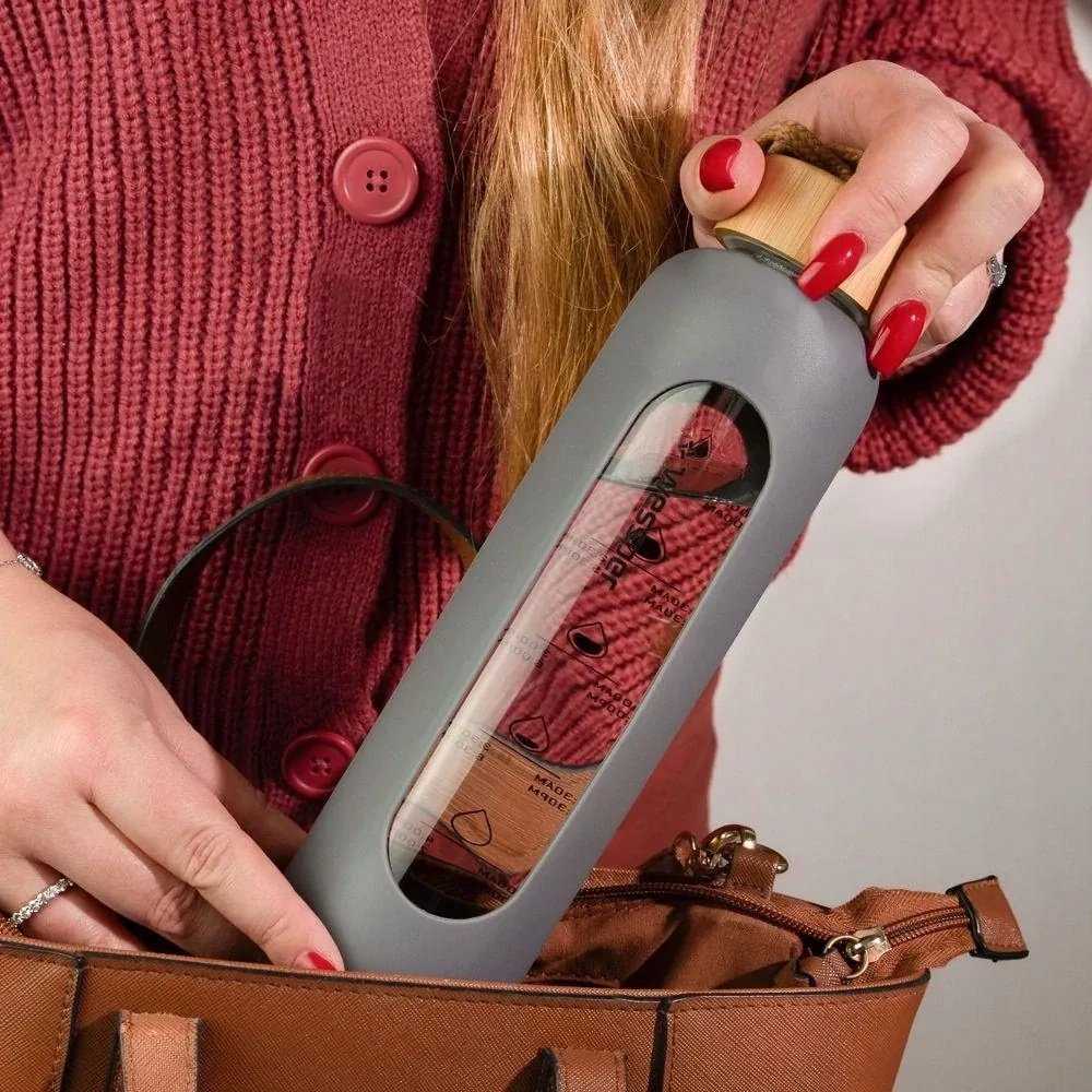 Gertuvė Wessper stiklinis butelis su motyvaciniu matavimo vienetu B1 borosilikatinis rutuliukas 500 ml