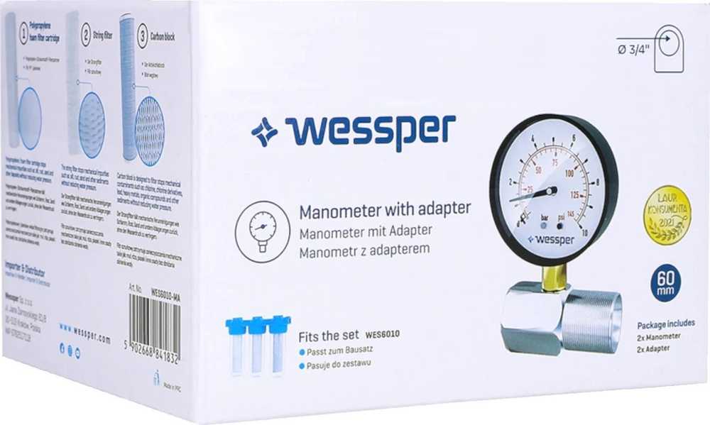 Wessper Wessper 2x manometras ir 2x adapteris vandens filtrams 3/4''