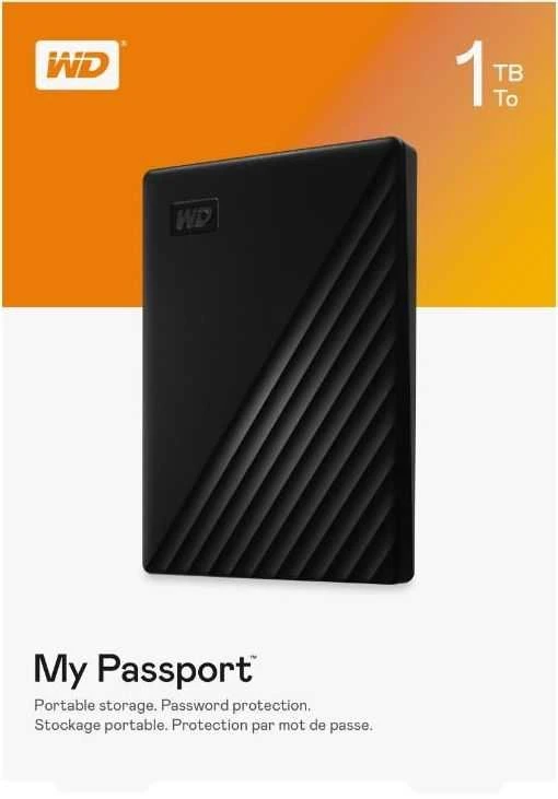 Išorinis kietasis diskas HDD Western Digital My Passport (1TB, USB 3.2) Juodas