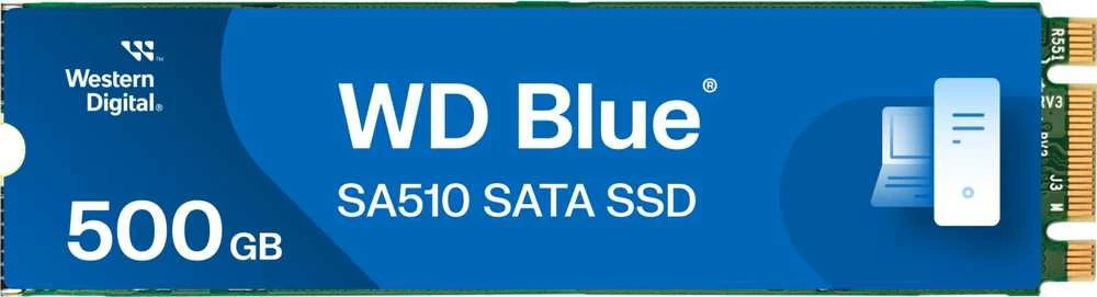 WD Mėlyna SA510 SSD 500GB M.2 2280 SATA III 6Gb/s vidinis, vienos pakuotės, maitinamas „SANDISK“