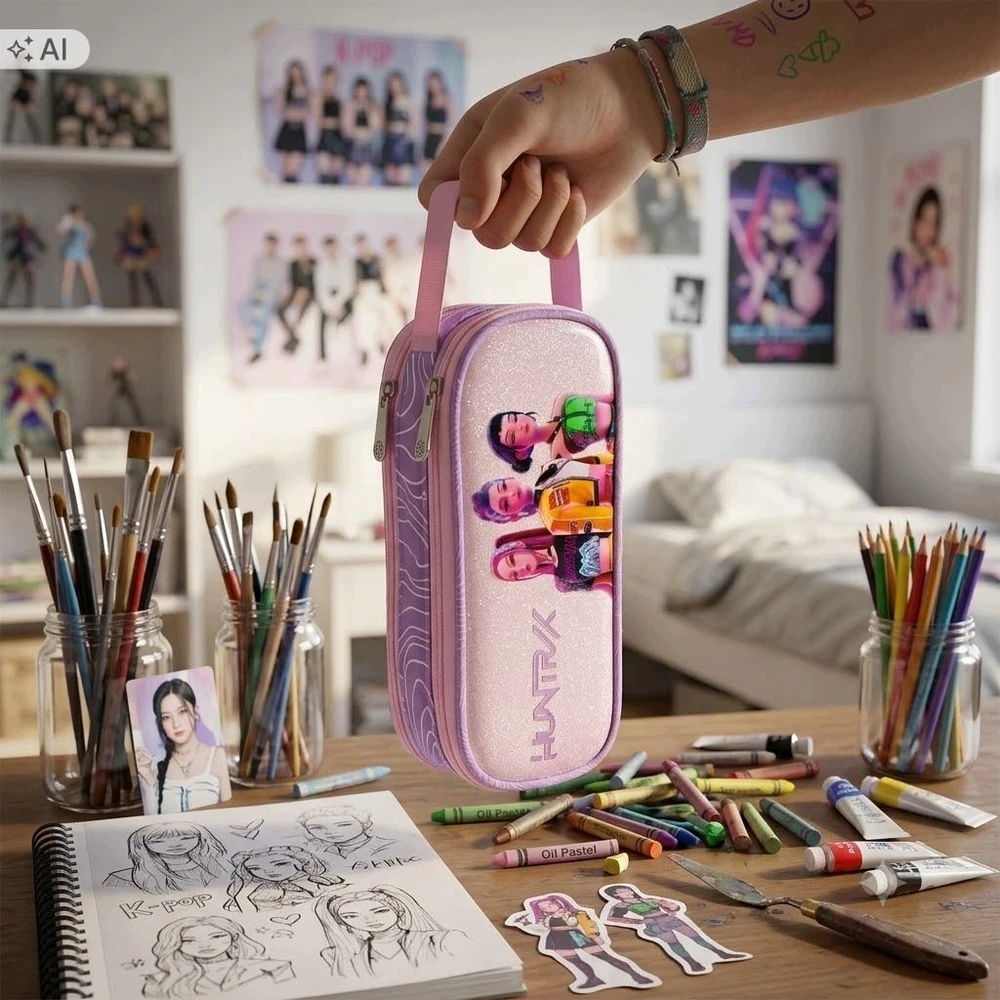 K Pop_Demon Dvigubas pieštukų dėklas K-POP DH