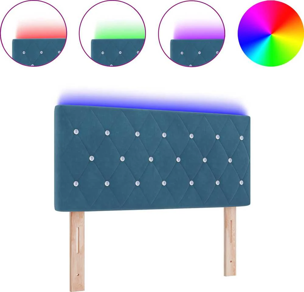 LED galvūgalis su LED juostelėmis Tamsiai mėlyna 100 cm Aksomas