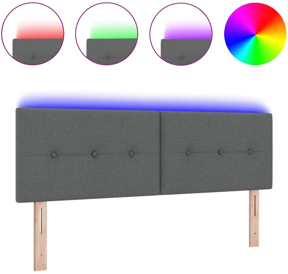 LED galvūgalis su LED juostelėmis Tamsiai pilka 160 cm audinys