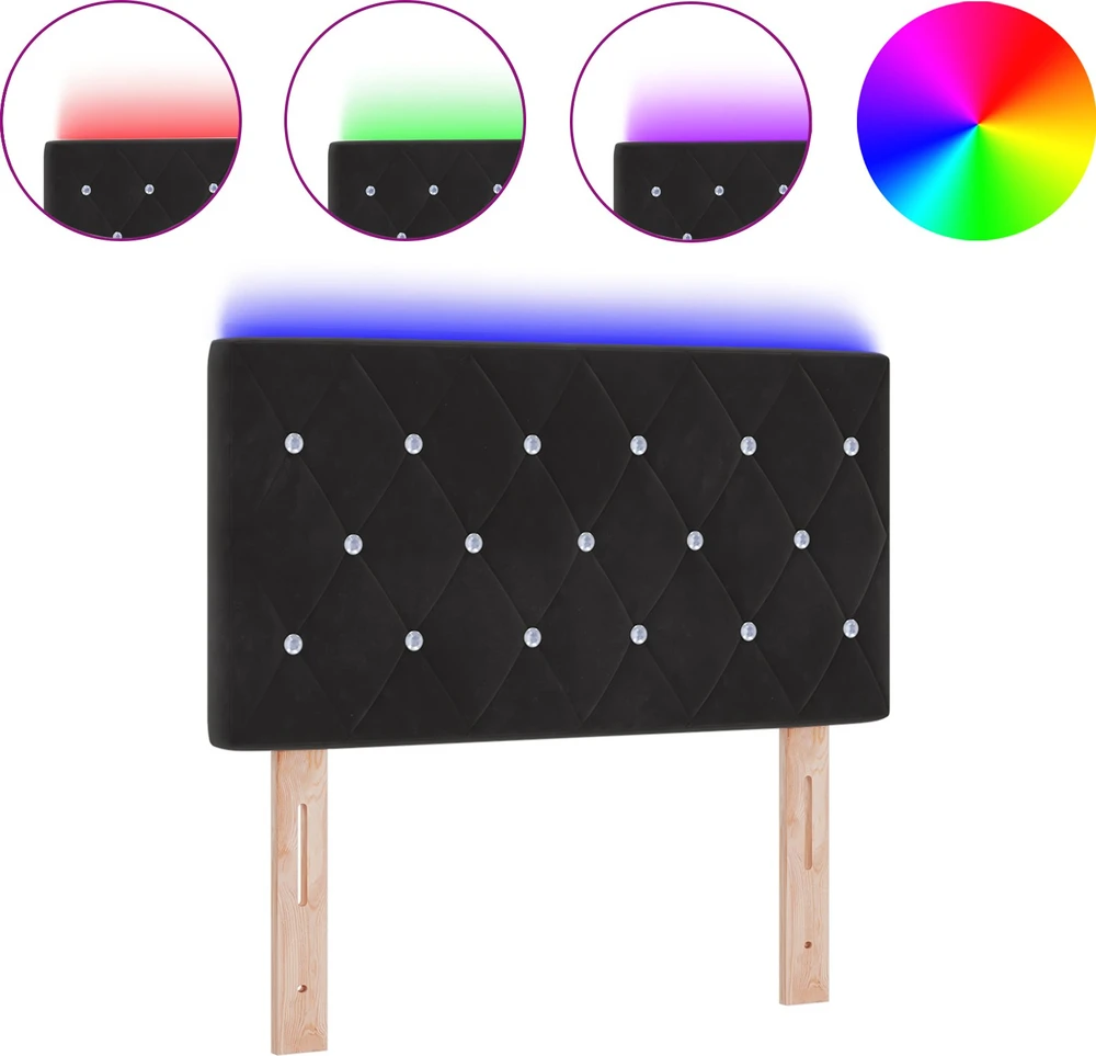 LED galvūgalis su LED juostelėmis Juodas 80 cm Aksomas