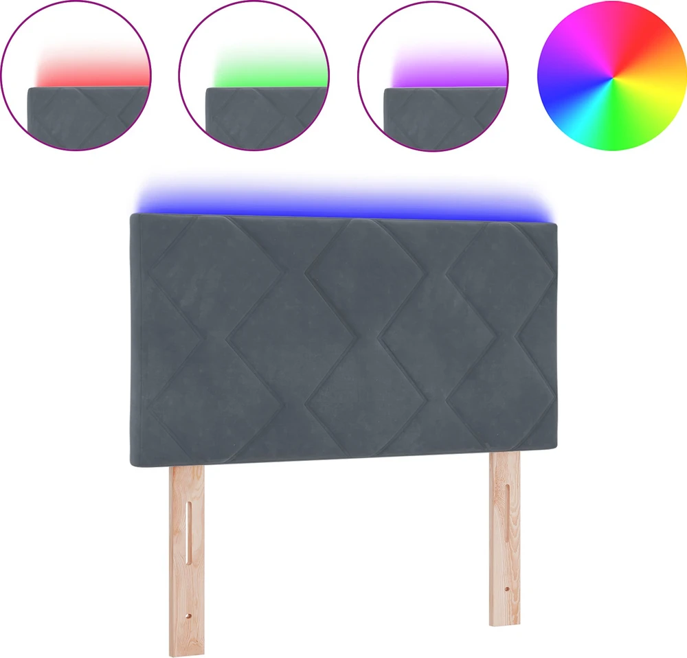 LED galvūgalis Tamsiai pilka 80 cm Aksomas