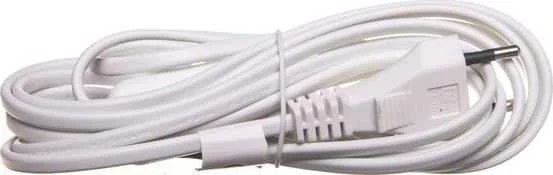 Maitinimo kabelis AC su kištuku 2m, jungikliu ir lituojamais išvadais iki 2.5A PVC 2× 0,75mm² baltas EMOS