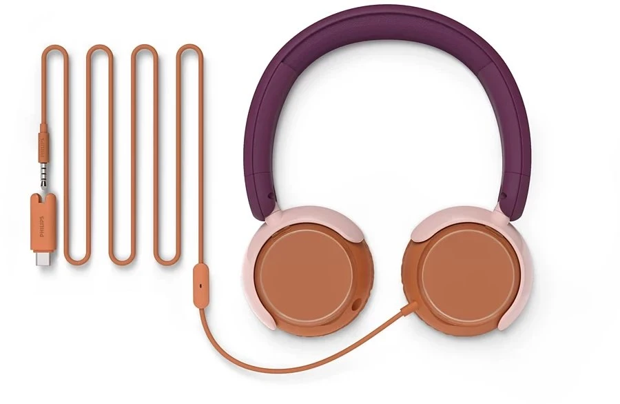 Laidinės vaikiškos ausinės Philips TAK2000MP/00, violetinės ir rudos spalvos