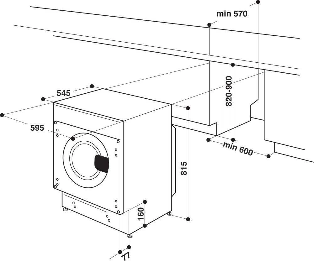 Įmontuojama skalbimo mašina Whirlpool BI WMWG 81485 EN 8kg (Pažeista pakuotė)