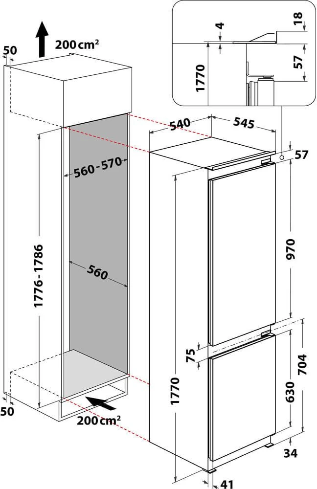 Įmontuojamas šaldytuvas Whirlpool WHC18D011B1