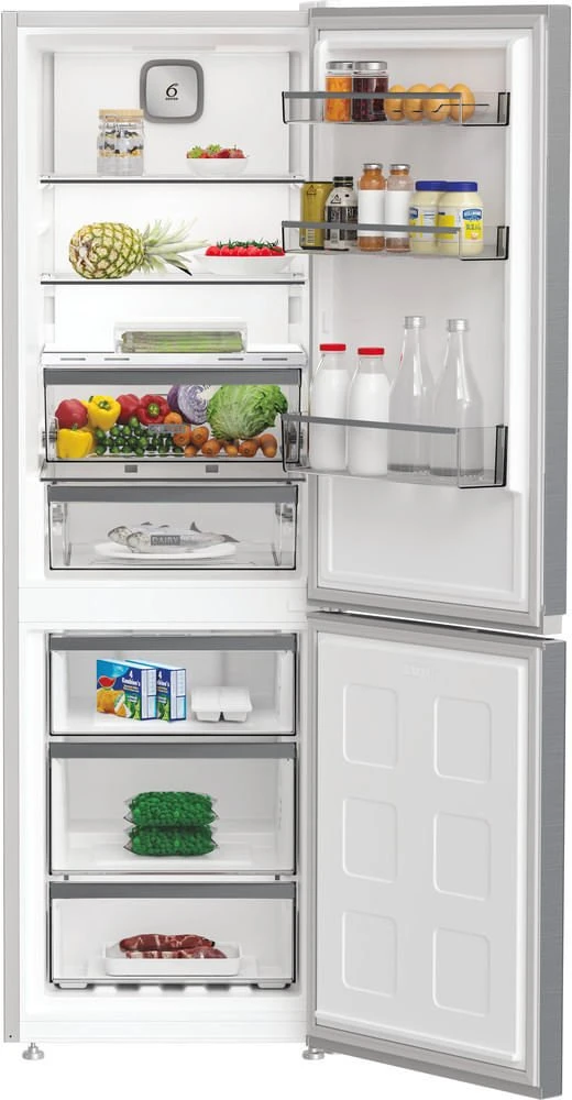 Whirlpool Šaldytuvas | WHK 26363 XP6E | Energy efficiency class C | Free standing | Combi | Height 186.5 cm | No Frost system | Šaldytuvas net capacity 210 L | Šaldiklis net capacity 106 L | 35 dB | Pearl Inox