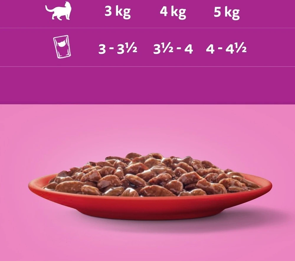WHISKAS paukštienos / ėrienos / jautienos / vištienos padažo pakelis 80 x 85 g