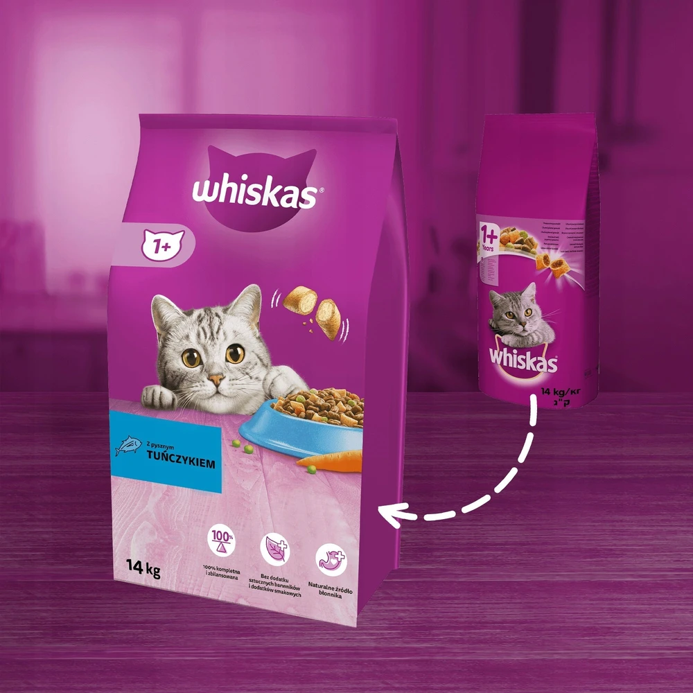 Kačių Maistas - Whiskas Su Tunų 7 Kg Sausas