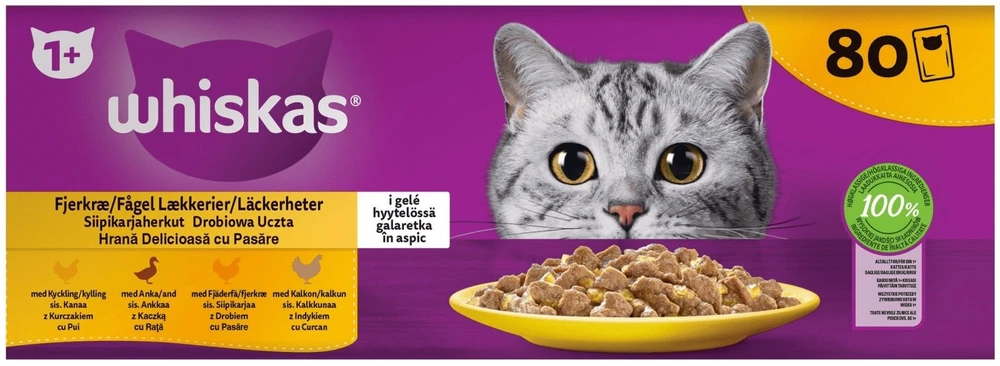 Šlapias kačių maistas Whiskas Adult, 80 x 85 g