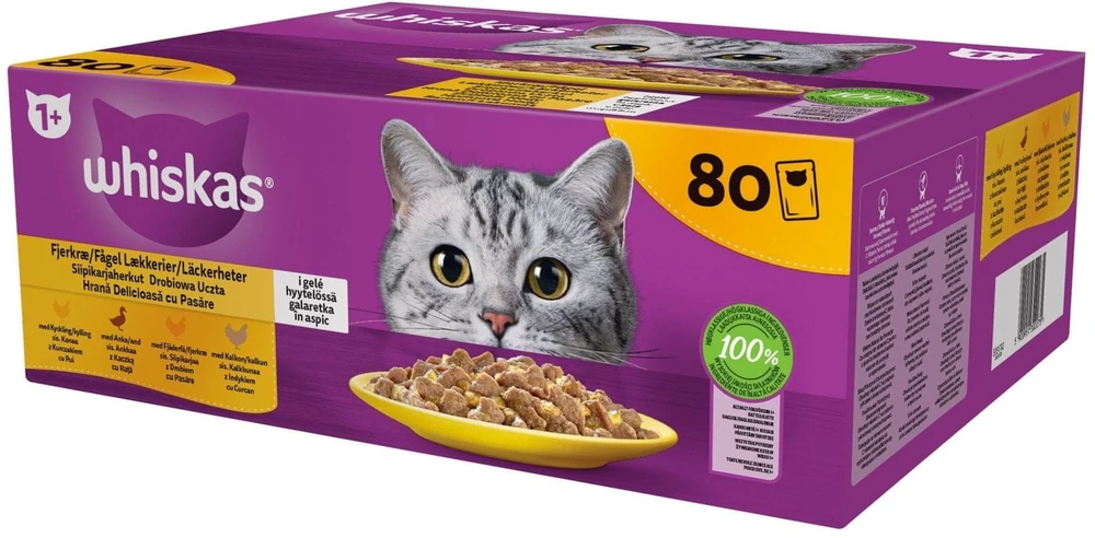 Šlapias kačių maistas Whiskas Adult, 80 x 85 g