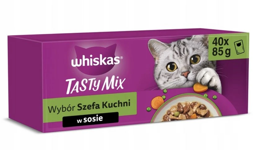 WHISKAS Adult Tasty Mix „Chef’s Choice“ 40×85 g pilnavertis šlapias maistas suaugusiems katėms padaže