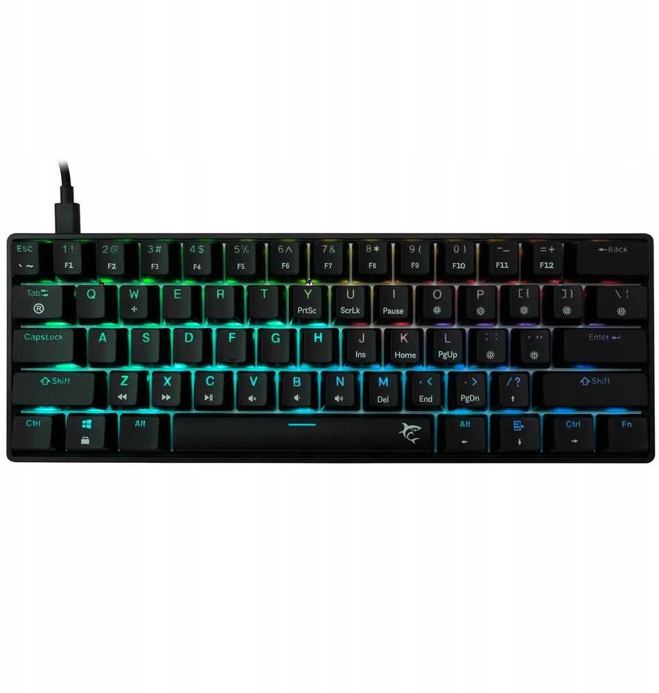 White Shark Klaviatūra žaidimams Baltas Shark Shinobi Brown su laidu mechaninė su pašvietimu juoda
