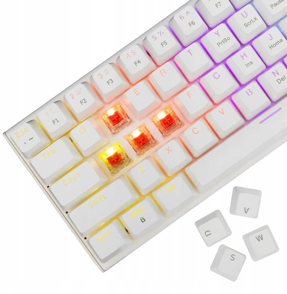 White Shark Klaviatūra žaidimams Baltas Shark Wakizashi Raudona su laidu mechaninė su pašvietimu balta