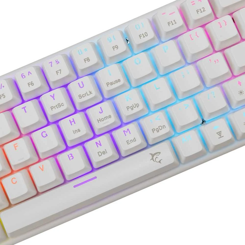 White Shark Mėlyna Klaviatūra žaidimams Baltas Shark Wakizashi Mėlyna su laidu mechaninė su pašvietimu balta