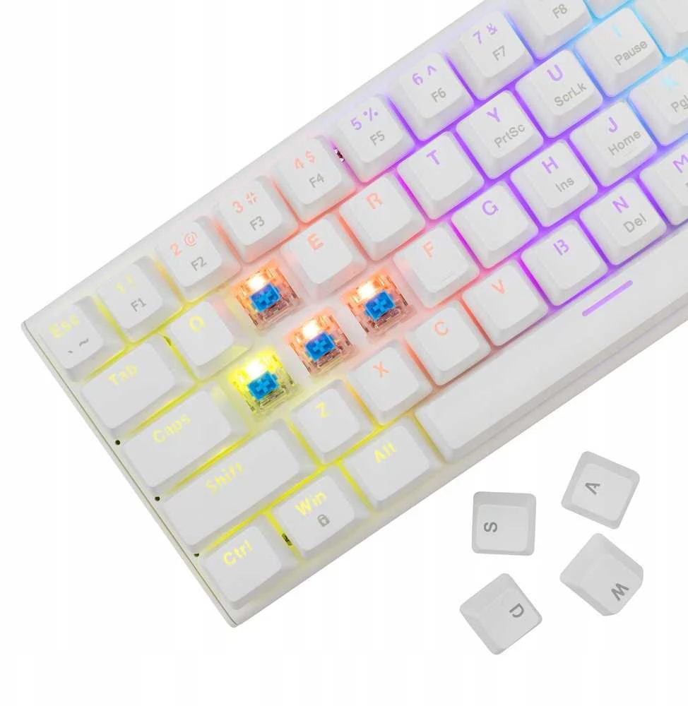 White Shark Mėlyna Klaviatūra žaidimams Baltas Shark Wakizashi Mėlyna su laidu mechaninė su pašvietimu balta