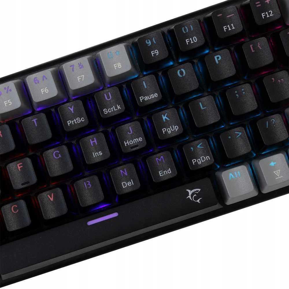 White Shark Klaviatūra žaidimams Baltas Shark Wakizashi Raudona su laidu mechaninė su pašvietimu juoda-pilka
