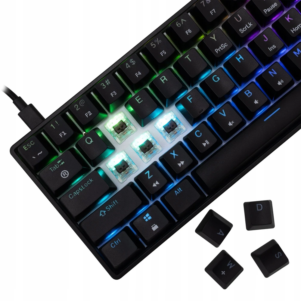 White Shark Klaviatūra žaidimams Baltas Shark Shinobi Brown su laidu mechaninė su pašvietimu juoda