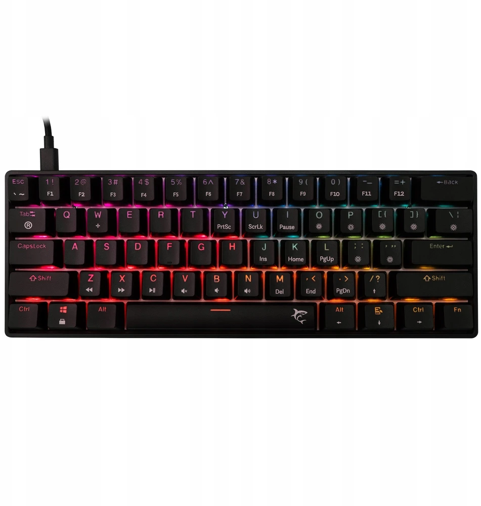 White Shark Klaviatūra žaidimams Baltas Shark Shinobi Raudona su laidu mechaninė su pašvietimu juoda