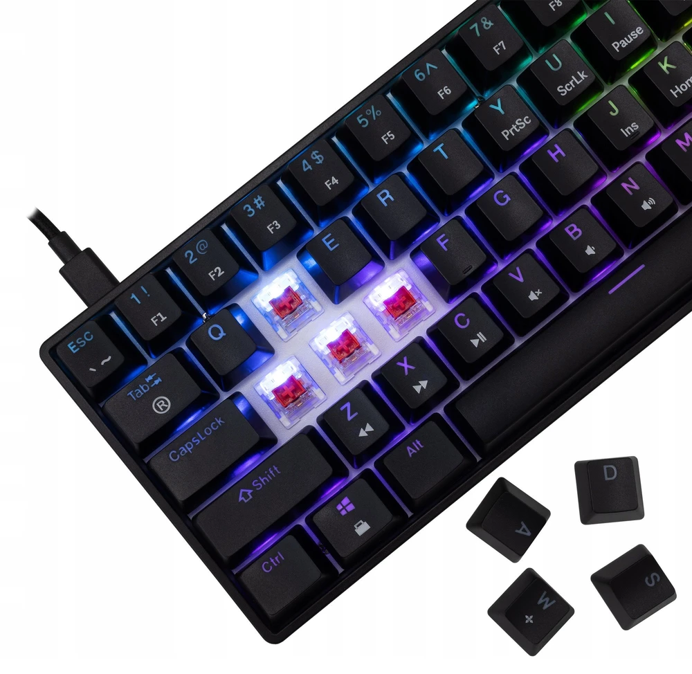 White Shark Klaviatūra žaidimams Baltas Shark Shinobi Raudona su laidu mechaninė su pašvietimu juoda