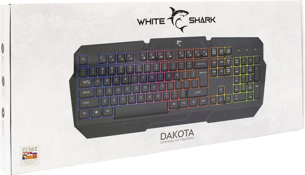 Membraninė Žaidimų klaviatūra White Shark Dakota, Rainbow LED pašvietimas, US išdėstymas