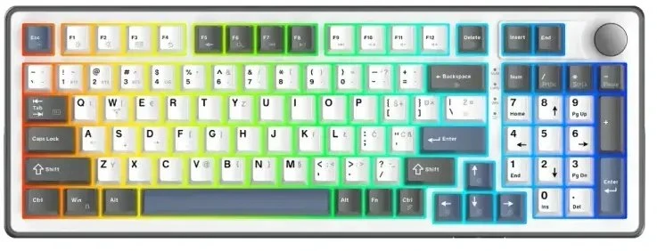 White Shark Klaviatūra žaidimams Baltas Shark Excalibur balta KTT Wine Raudona RGB Hot-Swap